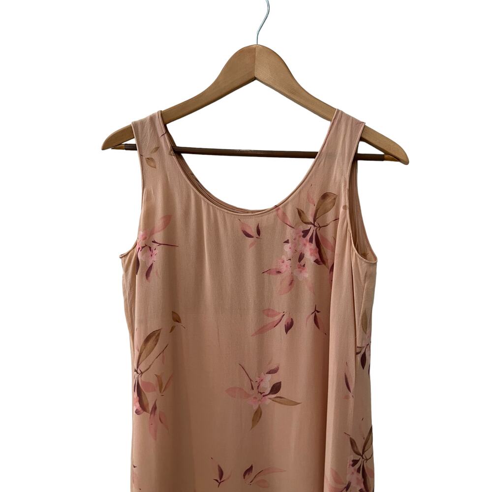 Vintage 90s Silk Slip Dress Dusty Rose Floral Print 8 - Picture 2 of 5